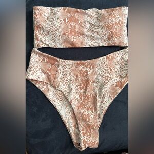 Bandeau High Leg Snake Print 2-Pc Bikini Set